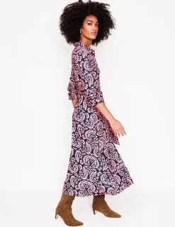 Kleider & Jumpsuits | Kleider In Petite | Boden Marcia Midi-Hemdblusenkleid aus Jersey-Milchshake, Dekorative Blumen Milchshake,DekorativeBlumen