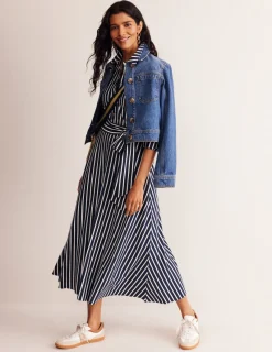 Kleider & Jumpsuits | Kleider In Petite | Boden Marcia Midi-Hemdblusenkleid aus Jersey-Marineblau, Naturweiß Streifen Marineblau,NaturweißStreifen