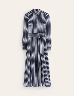 Kleider & Jumpsuits | Kleider In Petite | Boden Marcia Midi-Hemdblusenkleid aus Jersey-Marineblau, Naturweiß Streifen Marineblau,NaturweißStreifen