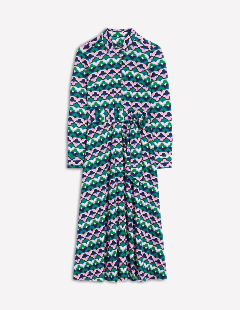 Kleider & Jumpsuits | Kleider In Petite | Boden Marcia Midi-Hemdblusenkleid aus Jersey-Smaragdgrün, Glücksklee Smaragdgrün,Glücksklee