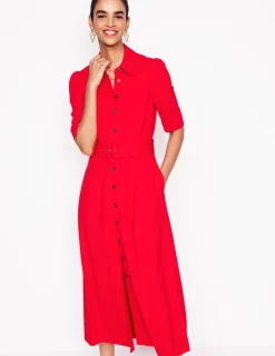 Kleider & Jumpsuits | Midi | Boden Modisches Ponte-Hemdblusenkleid- Mohnblumenrot