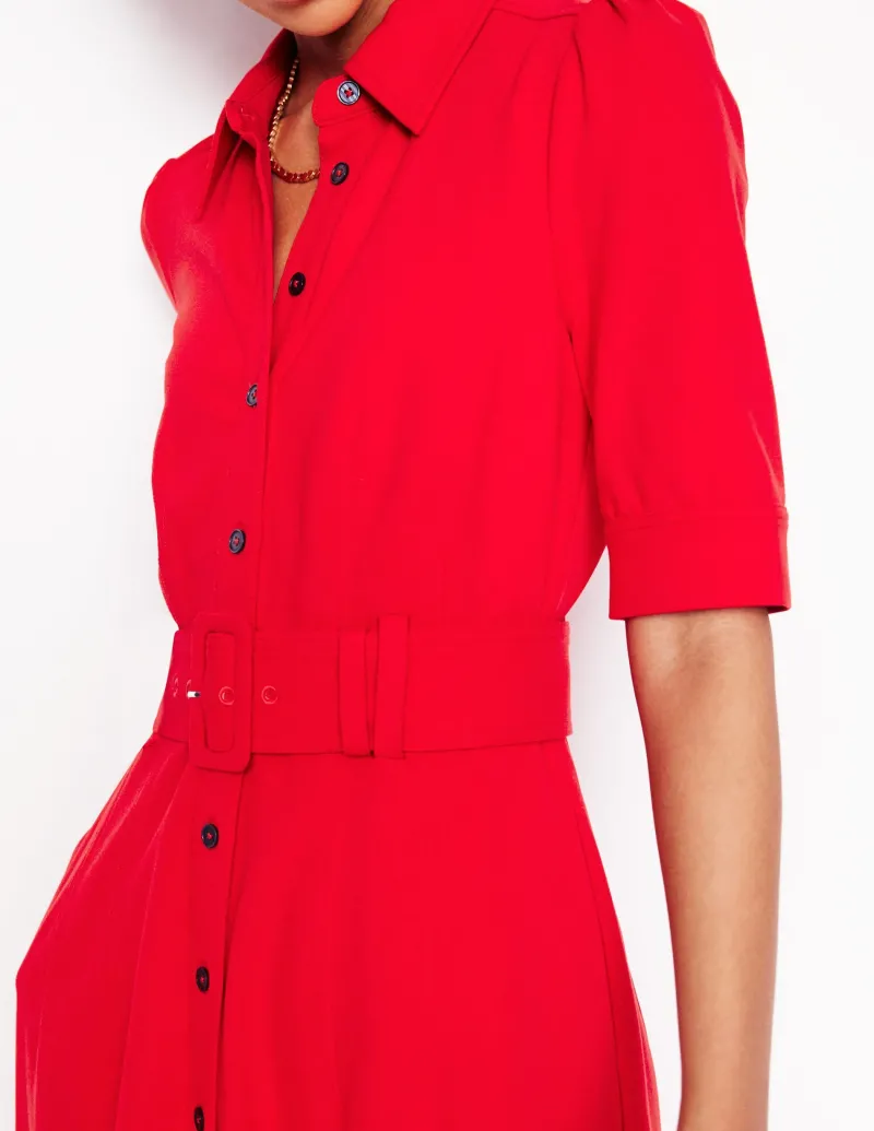 Kleider & Jumpsuits | Midi | Boden Modisches Ponte-Hemdblusenkleid- Mohnblumenrot