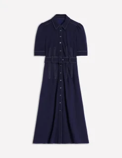 Kleider & Jumpsuits | Midi | Boden Modisches Ponte-Hemdblusenkleid- Marineblaue