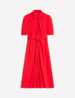 Kleider & Jumpsuits | Midi | Boden Modisches Ponte-Hemdblusenkleid- Mohnblumenrot