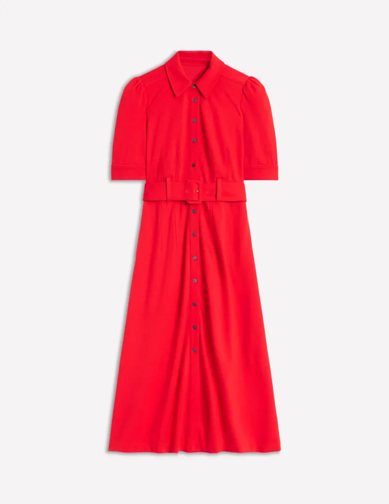 Kleider & Jumpsuits | Midi | Boden Modisches Ponte-Hemdblusenkleid- Mohnblumenrot