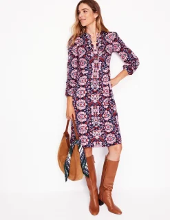 Kleider & Jumpsuits | Kleider In Petite | Boden Naomi Lockeres Jersey-Kleid-Altrosa, Motiv Bloom Trellis Altrosa,MotivBloomTrellis