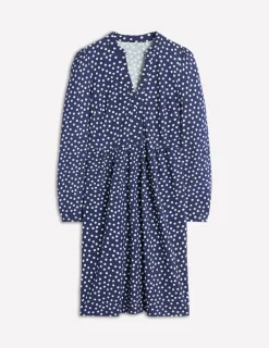 Kleider & Jumpsuits | Kleider In Petite | Boden Naomi Lockeres Jersey-Kleid-Französisches Marineblau, Abstrakte Punkte FranzösischesMarineblau,AbstraktePunkte