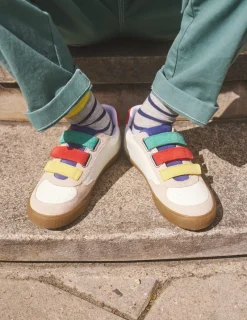 Schuhe, Turnschuhe & Sandalen | Boden Niedrige Sneaker aus Leder-Weiß und Bunt Blockfarben WeißundBuntBlockfarben