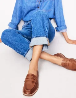 Flache Schuhe | Loafer | Boden Nya Strukturierte Pennyloafer-Hellbraun brüniertes Leder HellbraunbrüniertesLeder