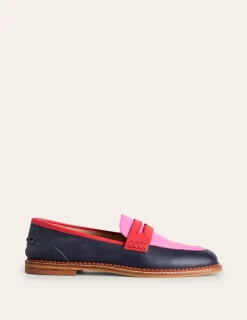 Flache Schuhe | Loafer | Boden Nya Strukturierte Pennyloafer-Marineblau/Rosa Turmalingrün Marineblau/RosaTurmalingrün