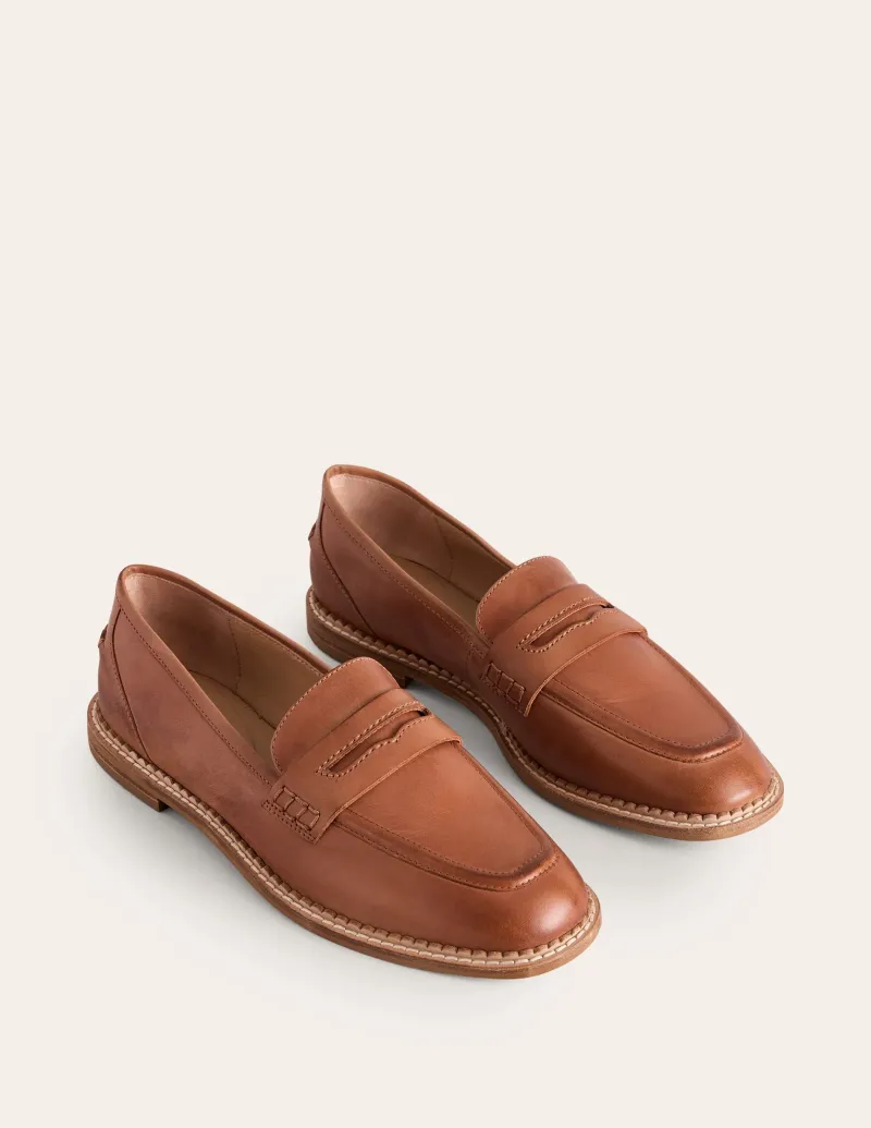 Flache Schuhe | Loafer | Boden Nya Strukturierte Pennyloafer-Hellbraun brüniertes Leder HellbraunbrüniertesLeder