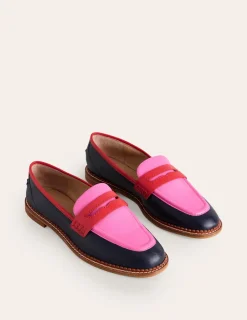 Flache Schuhe | Loafer | Boden Nya Strukturierte Pennyloafer-Marineblau/Rosa Turmalingrün Marineblau/RosaTurmalingrün
