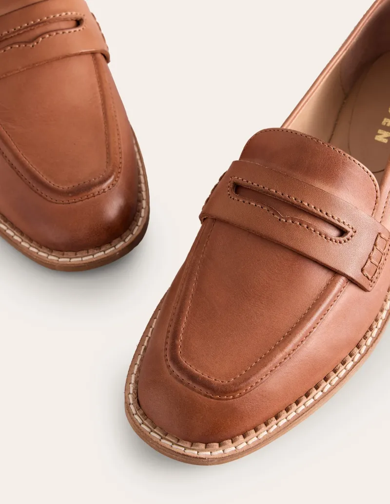 Flache Schuhe | Loafer | Boden Nya Strukturierte Pennyloafer-Hellbraun brüniertes Leder HellbraunbrüniertesLeder