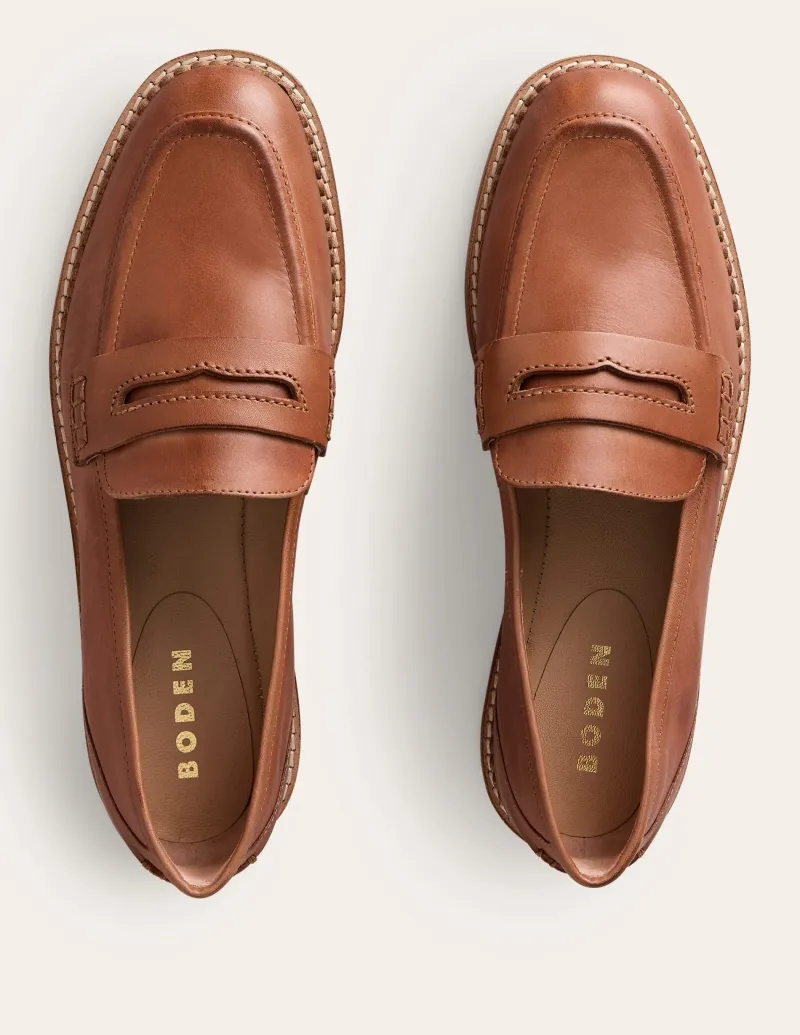 Flache Schuhe | Loafer | Boden Nya Strukturierte Pennyloafer-Hellbraun brüniertes Leder HellbraunbrüniertesLeder