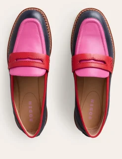 Flache Schuhe | Loafer | Boden Nya Strukturierte Pennyloafer-Marineblau/Rosa Turmalingrün Marineblau/RosaTurmalingrün