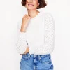 T-shirts & Tops | Oberteile | Boden Oberteil mit Lochstickerei an Ärmeln und Rüschenausschnitt- Weiß