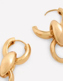 Schmuck | Boden Ohrringe mit groben Kettengliedern- Gold