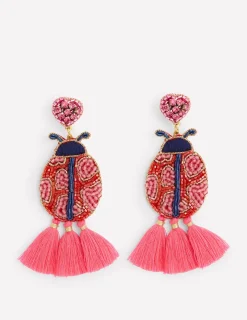 Schmuck | Boden Ohrringe mit Perlenmotiv- Rot