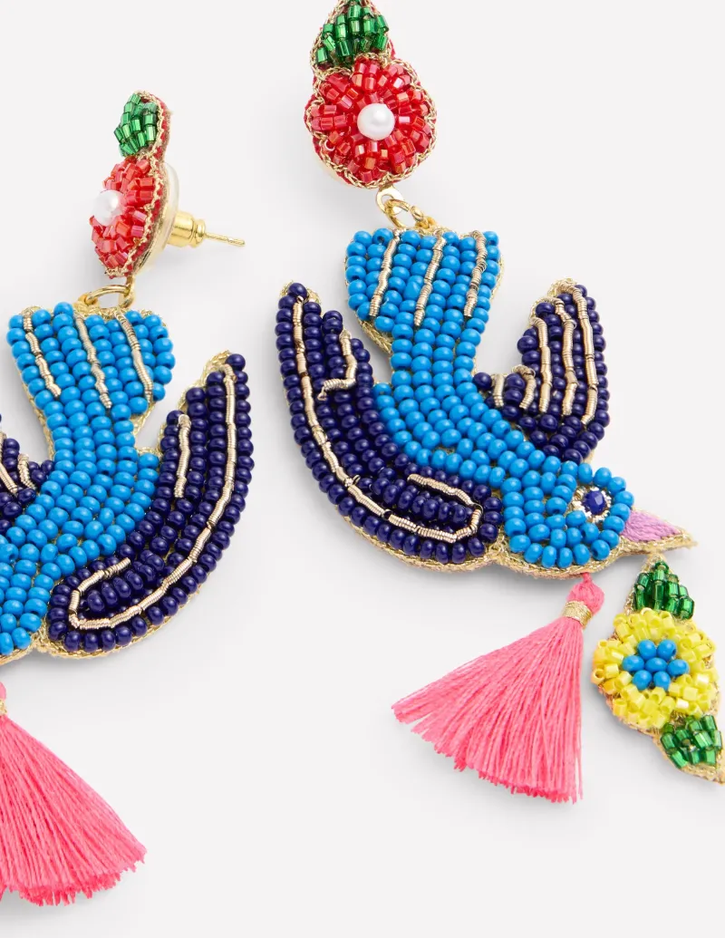 Schmuck | Boden Ohrringe mit Perlenmotiv- Vogel