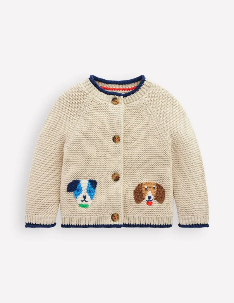 Pullover & Strickjacken | Boden Originelle Logo-Strickjacke-Haferbeige Meliert Haustiere HaferbeigeMeliertHaustiere