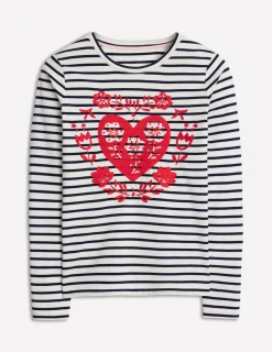 T-shirts & Tops | Oberteile | Boden Originelles Jersey-Oberteil mit langen Ärmeln-Naturweiß, Marineblau Herz Naturweiß,MarineblauHerz
