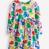 Kleider | Boden Originelles langärmeliges Jerseykleid-Bunt Haferbeige Regenbogen Tiere BuntHaferbeigeRegenbogenTiere