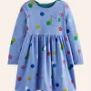 Kleider | Boden Originelles langärmeliges Jerseykleid-Blau Meliert, Gepunktet BlauMeliert,Gepunktet