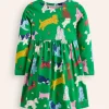 Kleider | Boden Originelles langärmeliges Jerseykleid-Grün Park Spielende Tiere GrünParkSpielendeTiere