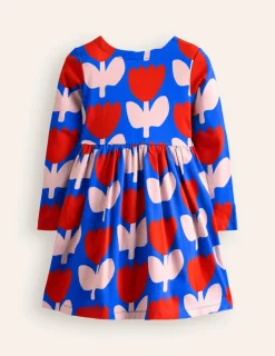 Kleider | Boden Originelles langärmeliges Jerseykleid-Eisvogel Blau Blumenmuster EisvogelBlauBlumenmuster