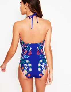 Bademode | Boden Paros Bandeau-Badeanzug-Blau, Strukturierte Wiese Blau,StrukturierteWiese