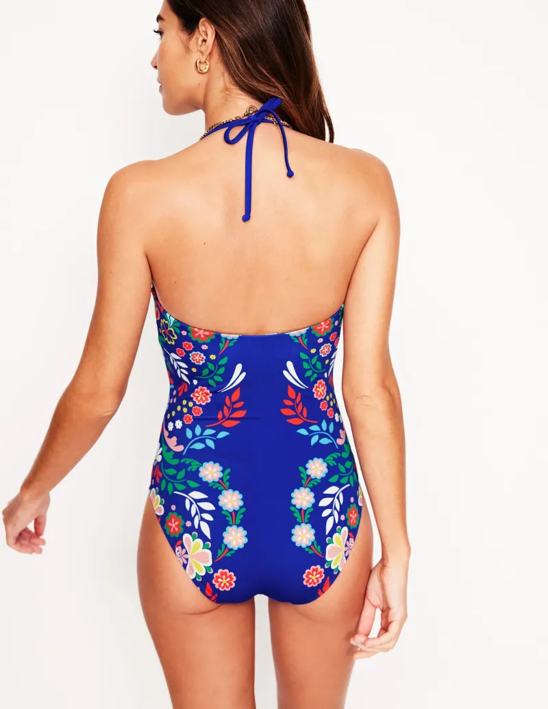 Bademode | Boden Paros Bandeau-Badeanzug-Blau, Strukturierte Wiese Blau,StrukturierteWiese