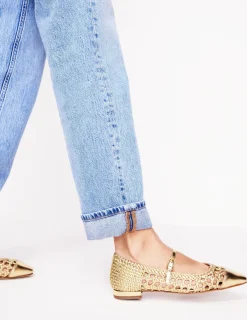 Flache Schuhe | Boden Penelope Flache Mary Janes-Gold Gewebtes Leder GoldGewebtesLeder