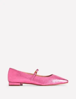 Flache Schuhe | Boden Penelope Flache Mary Janes-Rosa Pfau Metallic-Leder RosaPfauMetallic-Leder