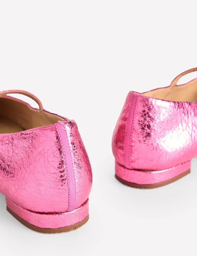 Flache Schuhe | Boden Penelope Flache Mary Janes-Rosa Pfau Metallic-Leder RosaPfauMetallic-Leder