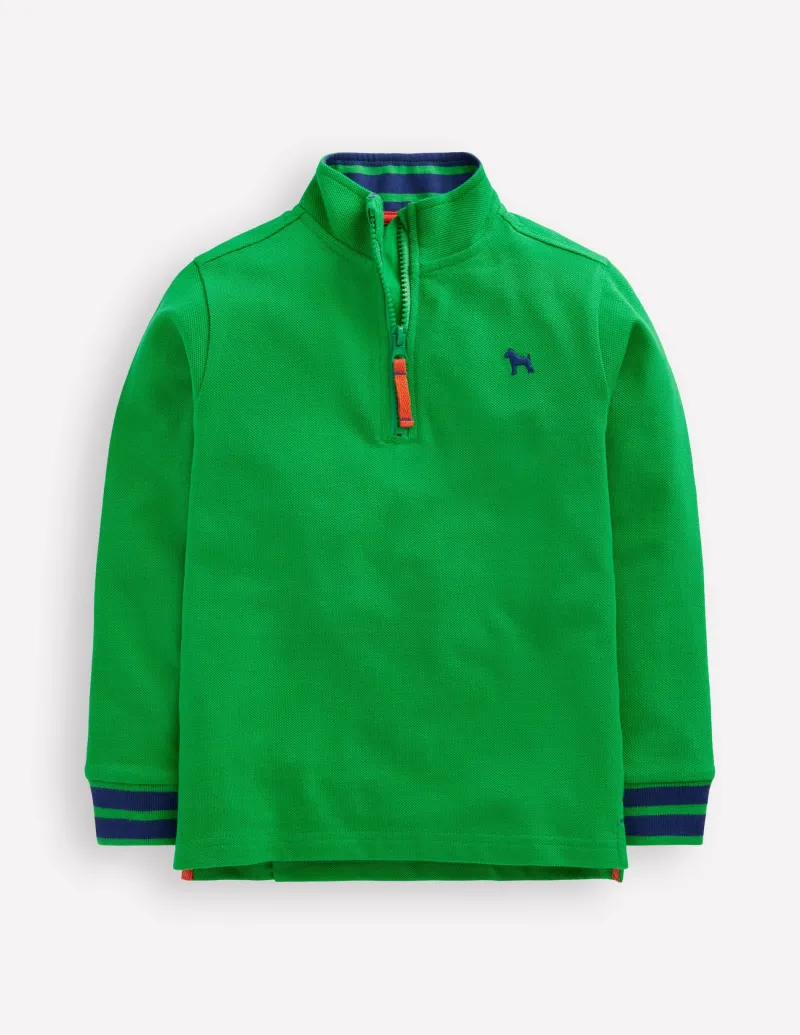 Oberteile & T-shirts | Boden Piqué-Poloshirt mit halbem Reißverschluss- Baumgrün