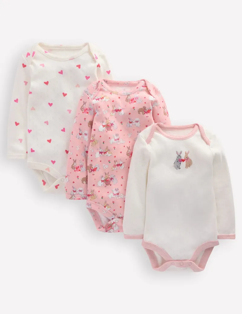 Oberteile & T-shirts | Boden Pointelle-Bodys im 3er-Pack-Rosa Liebeshasen RosaLiebeshasen
