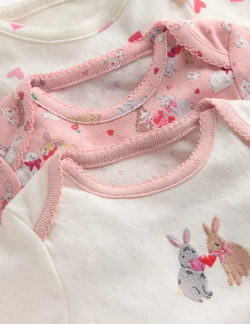 Oberteile & T-shirts | Boden Pointelle-Bodys im 3er-Pack-Rosa Liebeshasen RosaLiebeshasen