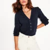 Hemden | T-shirts & Tops | Boden Poppy Henley-Shirt mit Rüschen-Aqua Marine Marl AquaMarineMarl