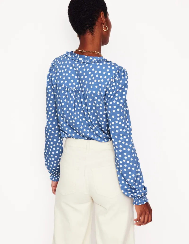 Hemden | T-shirts & Tops | Boden Poppy Henley-Shirt mit Rüschen-Blauer Fluss, Abstrakte Punkte BlauerFluss,AbstraktePunkte