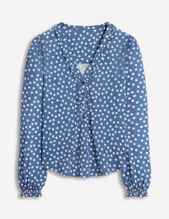 Hemden | T-shirts & Tops | Boden Poppy Henley-Shirt mit Rüschen-Blauer Fluss, Abstrakte Punkte BlauerFluss,AbstraktePunkte