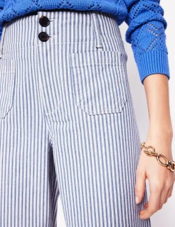 Hosen | Boden Primrose Hose mit aufgesetzten Taschen-Blau und Naturweiß mit Streifen BlauundNaturweißmitStreifen