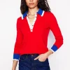 Pullover & Strickjacken | Boden Pullover aus Baumwollmischgewebe mit Rüschen- Mohnblumenrot