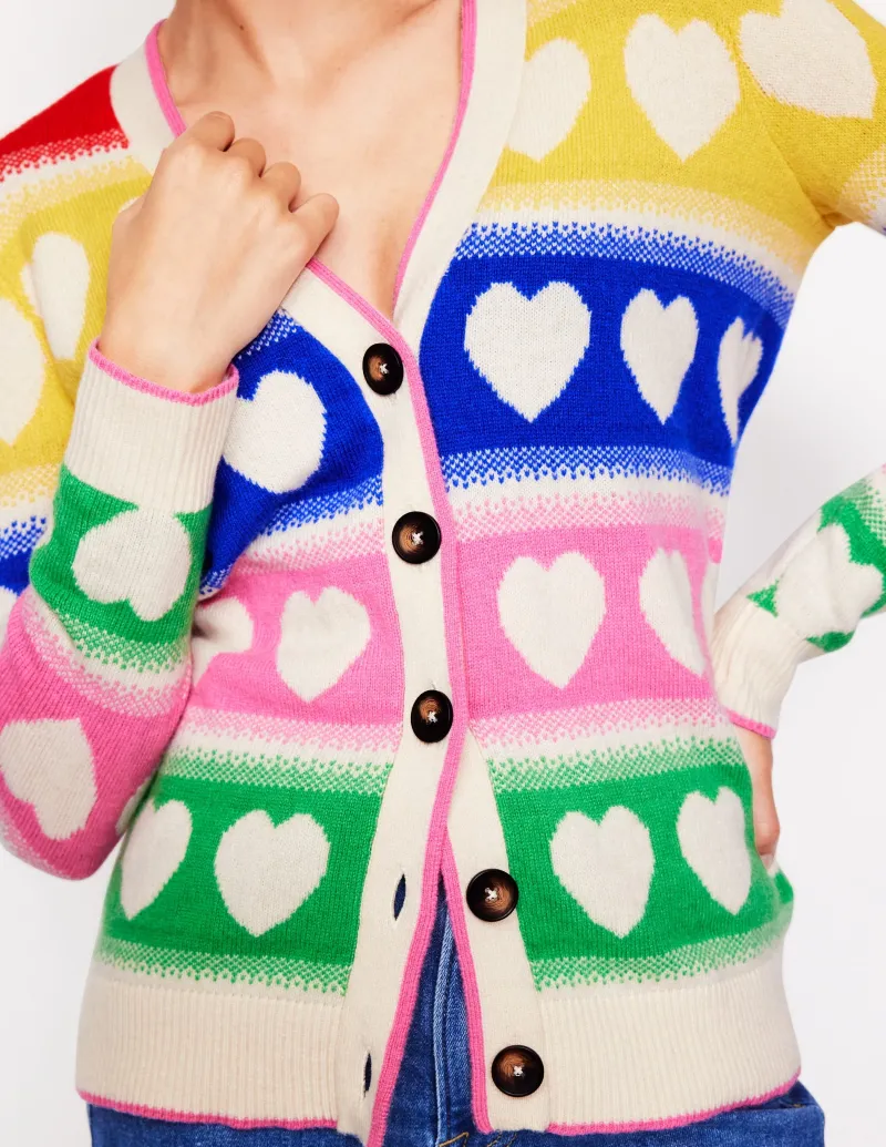 Pullover & Strickjacken | Boden Quinn Strickjacke im Boyfriend-Stil-Bunt, Herzen Bunt,Herzen