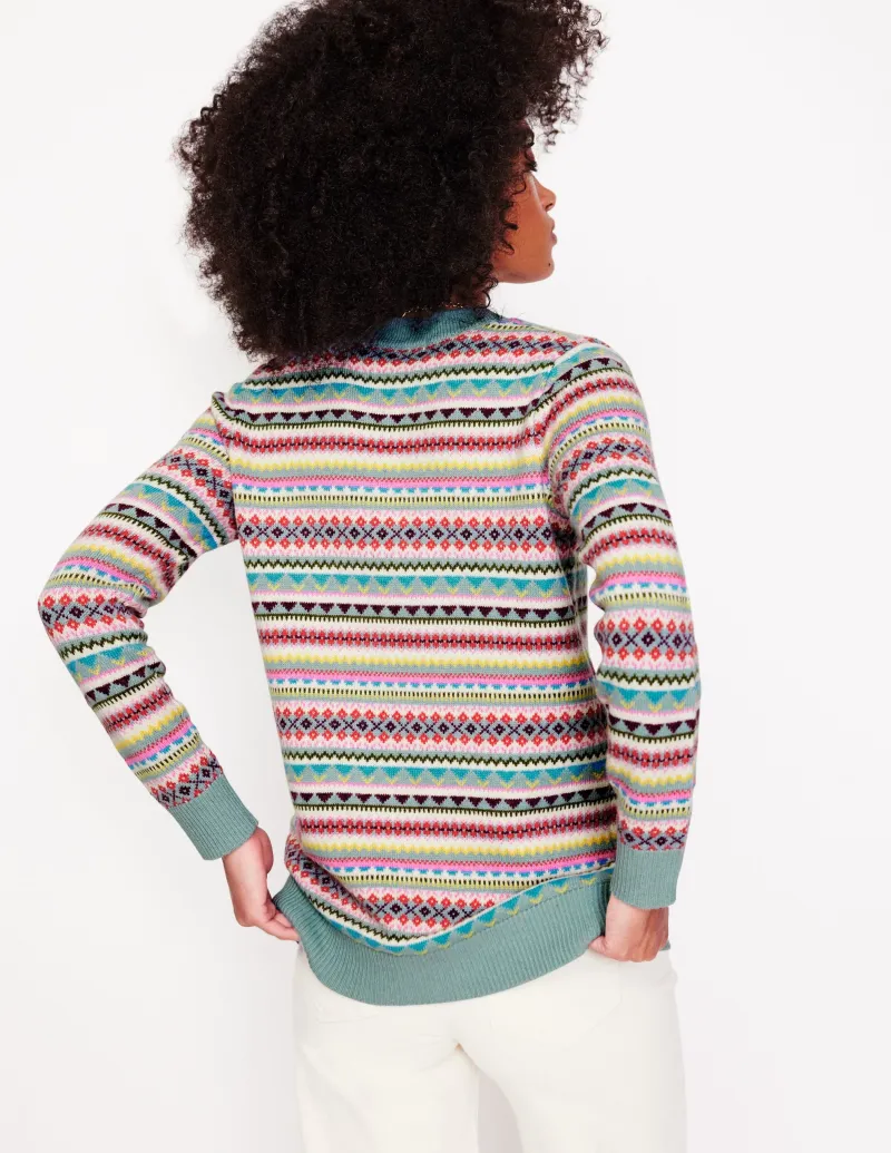 Pullover & Strickjacken | Boden Quinn Strickjacke im Boyfriend-Stil-Blau, Klassisches Fair-Isle-Design Blau,KlassischesFair-Isle-Design