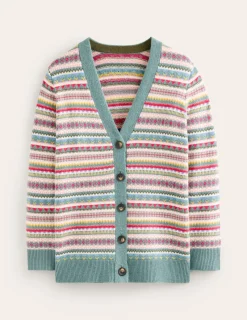 Pullover & Strickjacken | Boden Quinn Strickjacke im Boyfriend-Stil-Blau, Klassisches Fair-Isle-Design Blau,KlassischesFair-Isle-Design