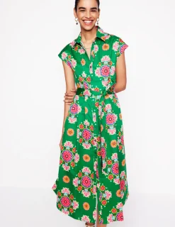 Kleider & Jumpsuits | Midi | Boden Rachel Midi-Hemdblusenkleid aus Baumwolle-Smaragdgrün, Wiese Kleiner Blumenstrauß Smaragdgrün,WieseKleinerBlumenstrauß