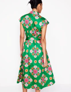 Kleider & Jumpsuits | Midi | Boden Rachel Midi-Hemdblusenkleid aus Baumwolle-Smaragdgrün, Wiese Kleiner Blumenstrauß Smaragdgrün,WieseKleinerBlumenstrauß