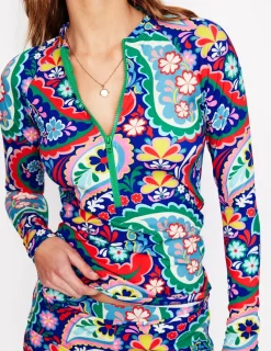 Bademode | Boden Raglan-Badeshirt mit Sonnenschutz-Bunt, Wiesen-Paisley Bunt,Wiesen-Paisley