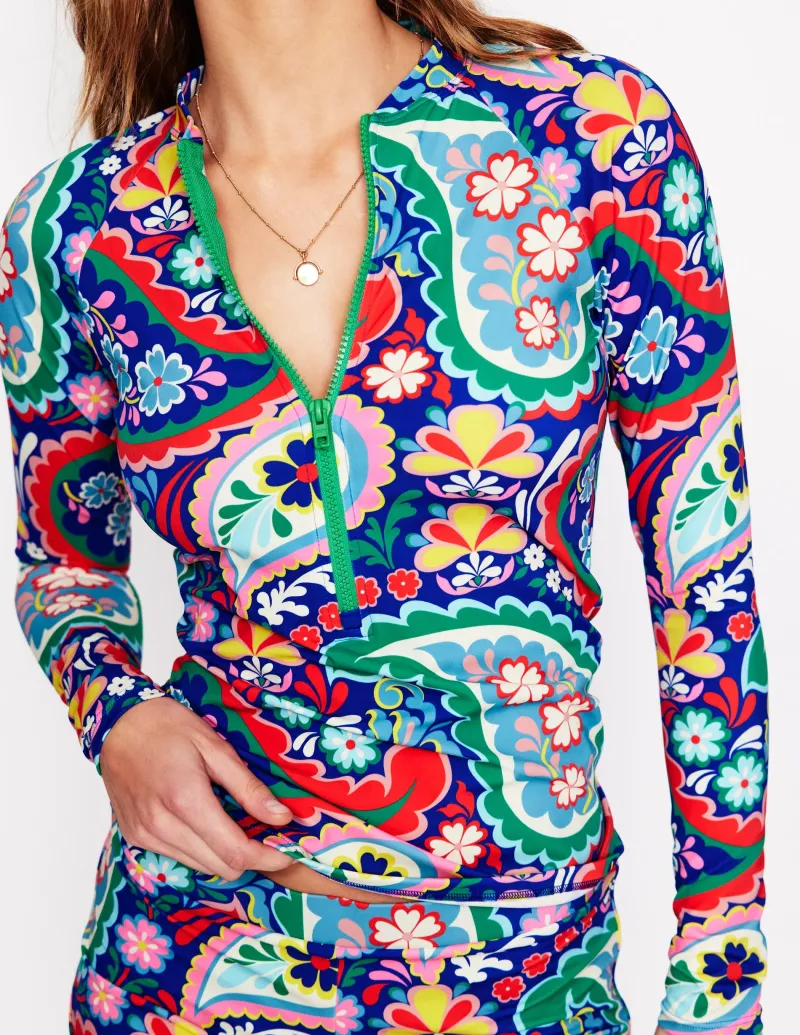 Bademode | Boden Raglan-Badeshirt mit Sonnenschutz-Bunt, Wiesen-Paisley Bunt,Wiesen-Paisley