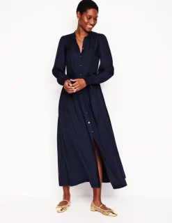 Kleider & Jumpsuits | Midi | Boden Ruby Kragenloses Hemdblusenkleid-Aqua Marine Marl AquaMarineMarl